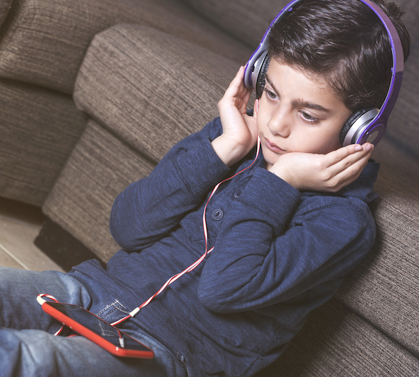 Boy listening to music